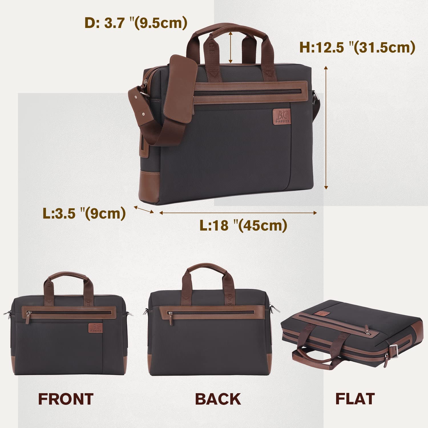 Banuce Waterproof Nylon Briefcase for Men Business Travel 14 Inch Laptop Messenger Bags Satchel Work Bag - Image 4